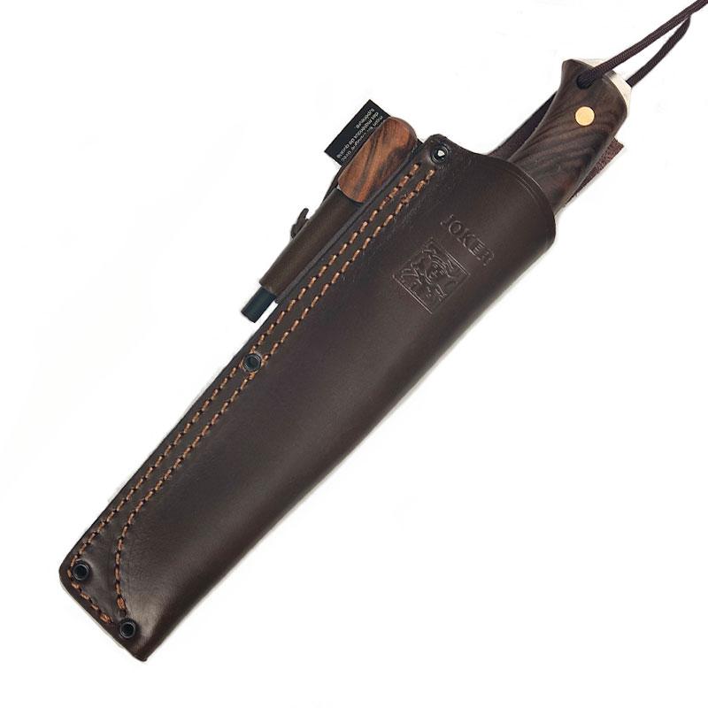 Joker Nomad 6.5 couteau de camp en bois de noyer avec silex