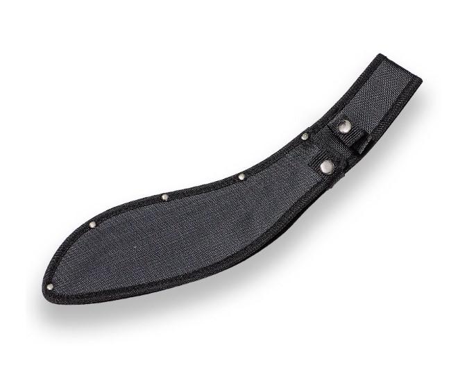 Nepalí Kukri-Machete mit 42 cm langer gebogener Klinge und schwarzem Gummigriff