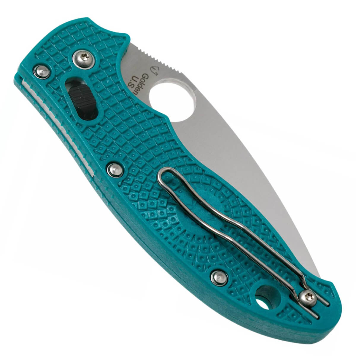 Navaja Spyderco Manix 2 con mango de FRCP turquesa y hoja de 8.6 cm