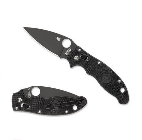 Navaja Spyderco Manix 2 con mango de FRN negro y hoja negra de 8.6 cm
