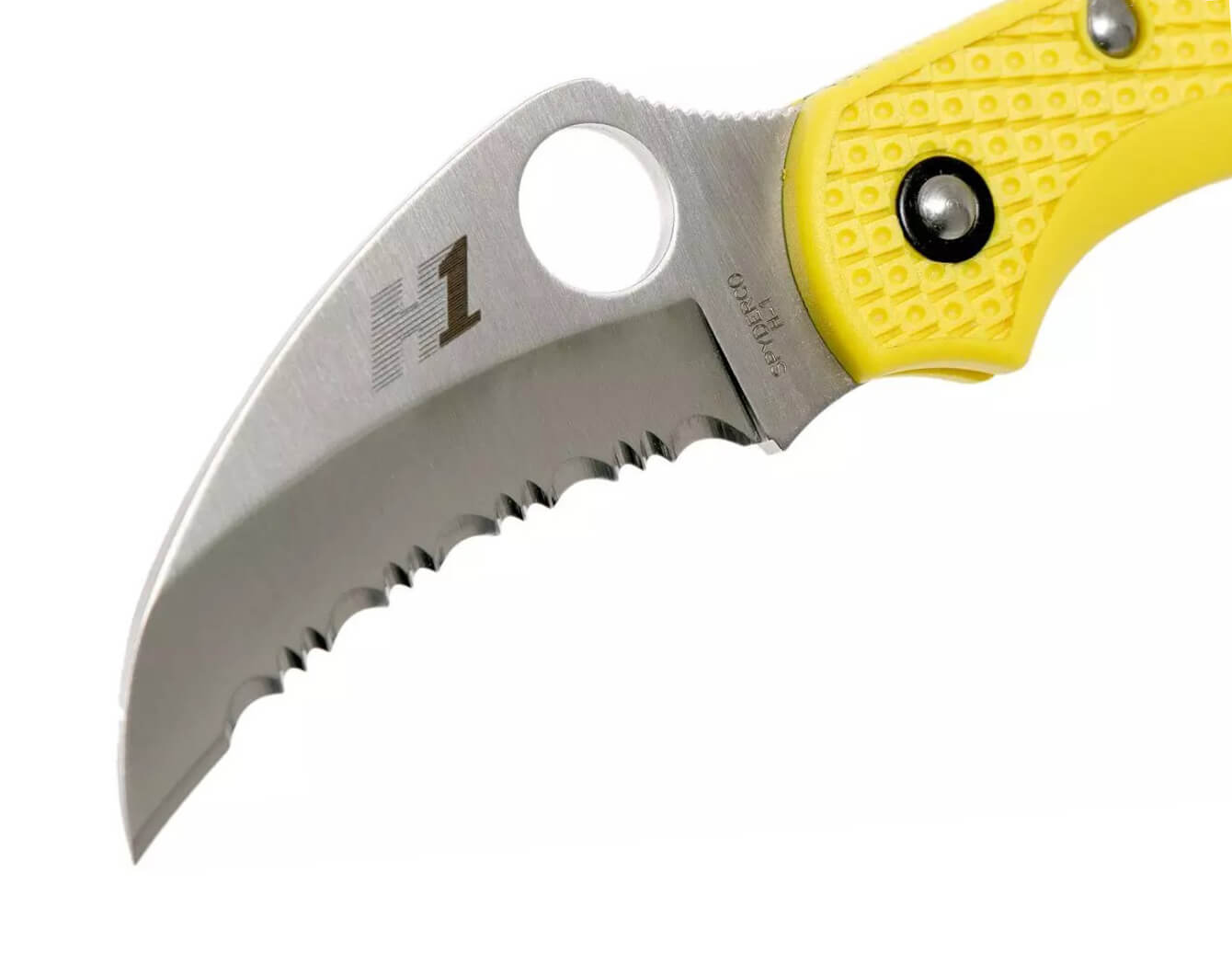 Coltello tattico Spyderco Dragonfly 2 Salt con manico FRN giallo e lama in acciaio H1 con bordo SpyderEdge