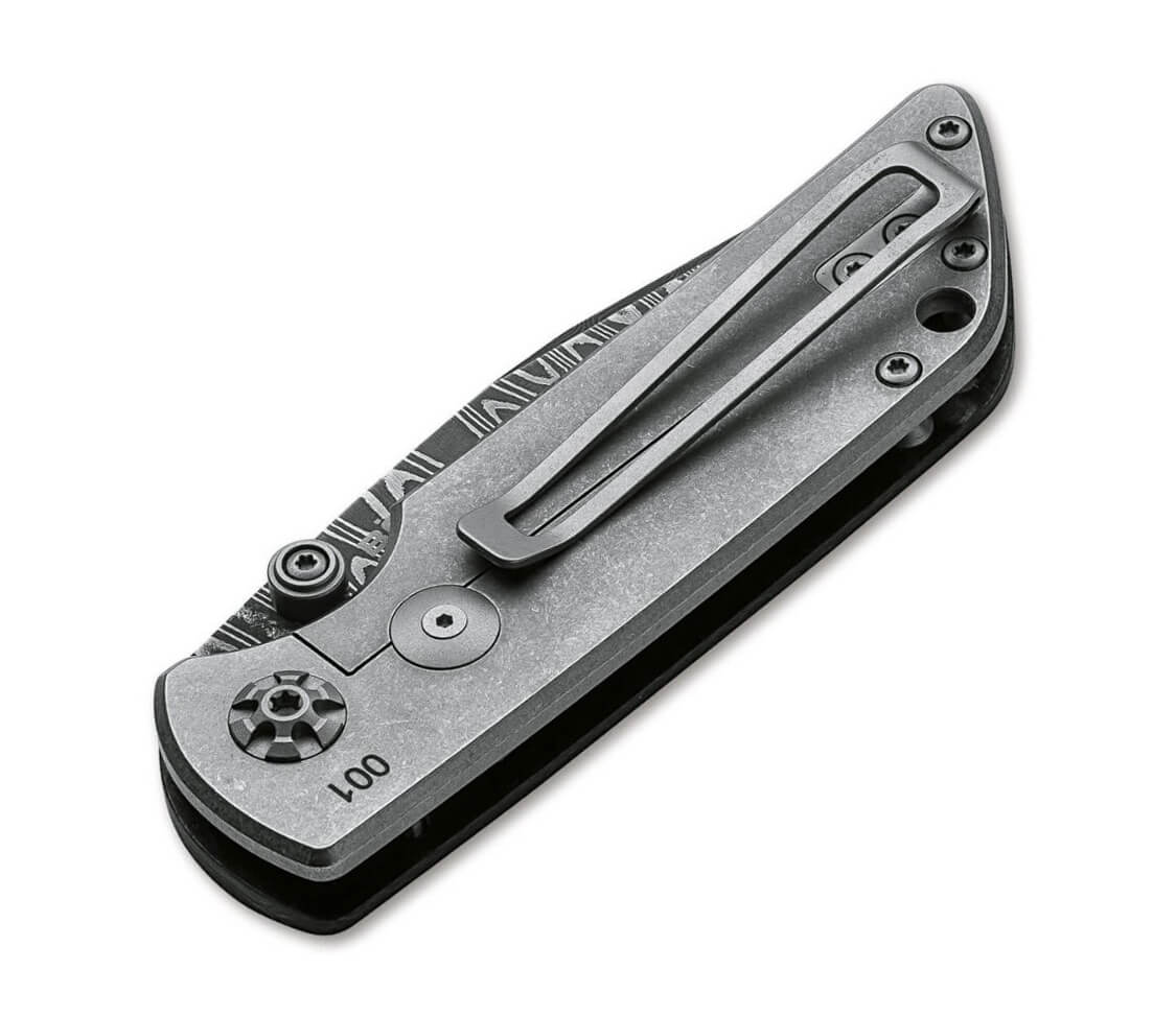 Coltello tascabile Boker M4 collezione Sherman-Damast con lama in acciaio damasco e manico in micarta