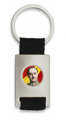 Verchromter rechteckiger Schlüsselanhänger mit schwarzem Band