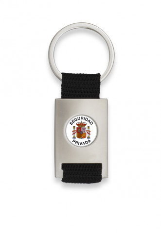 Portachiavi a forma di rettangolo cromato con nastro nero