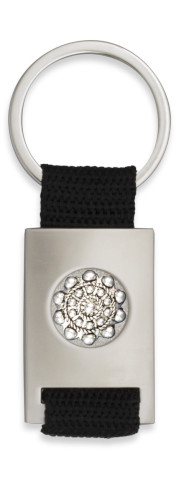 Portachiavi a forma di rettangolo cromato con nastro nero