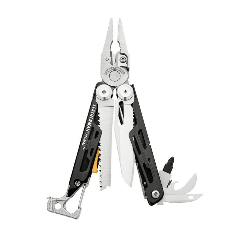 Leatherman Signal Multitool mit schwarzem Griff und Edelstahlwerk...