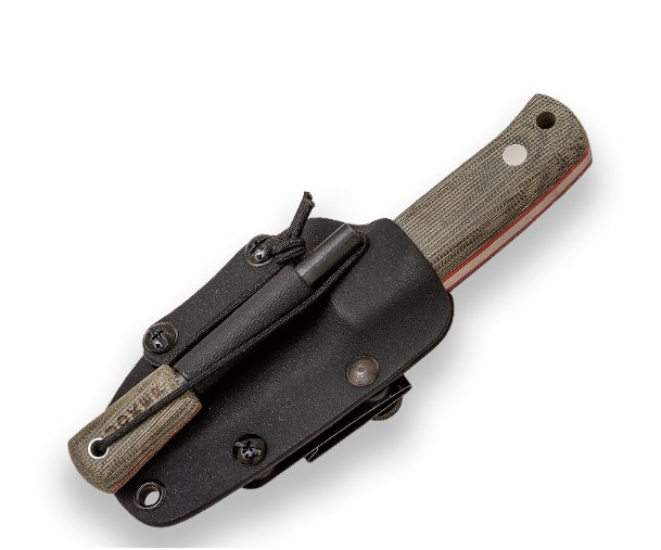 Erizo TS1 Full-Tang-Messer mit Micarta-Canvas-Griff und Kydex-Scheide mit Feuerstahl