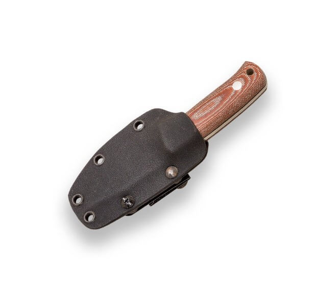 Coltello monopezzo Erizo TS1 con manico in micarta marrone e fodero in kydex