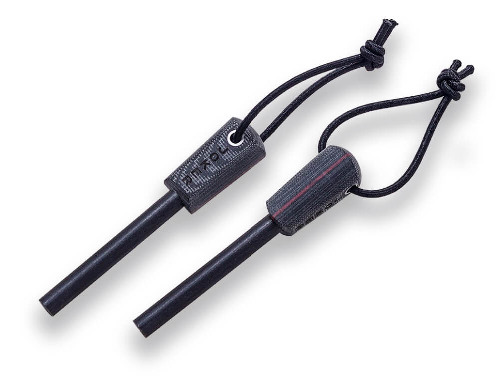 Faca de sobrevivência Joker Erizo TS1 com cabo de micarta preto e bainha de kydex com pederneira