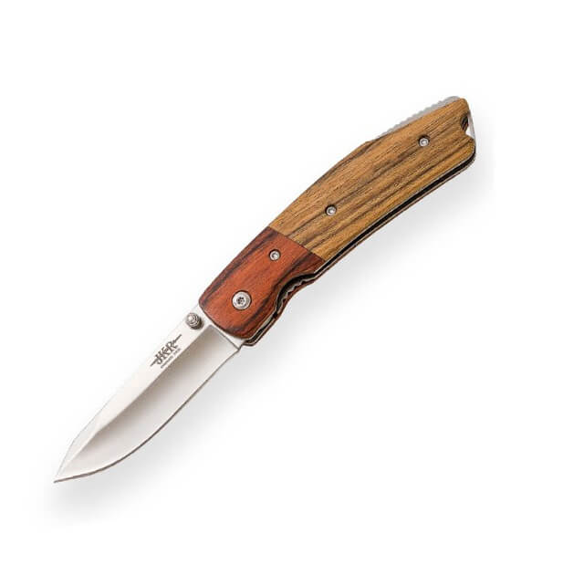 Canivete JKR com cabo zebrano e madeira vermelha