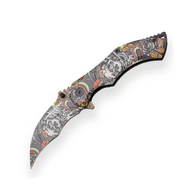 Faca tática JKR com impressão 3D piratas do caribe e lâmina curva...