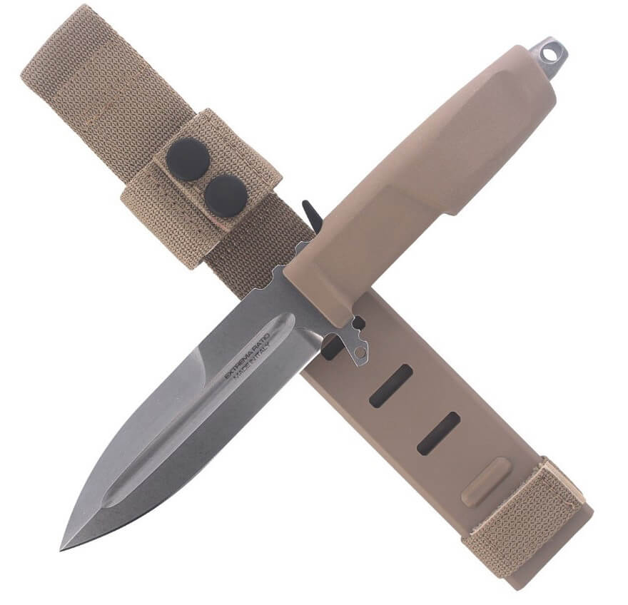 Faca de combate Contact C Desert da Extrema Ratio com lâmina de 128 mm em aço Böhler. Bainha em Naylon