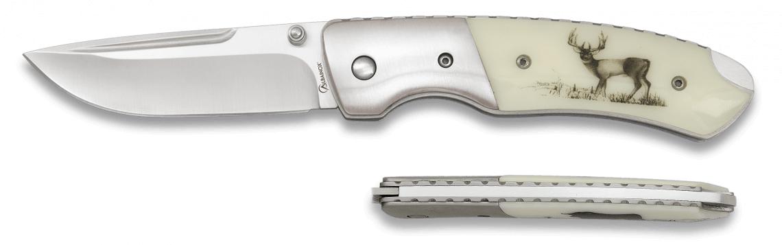 Albainox Deluxe Deer Taschenmesser mit ABS-Stahlgriff, Back Lock ...