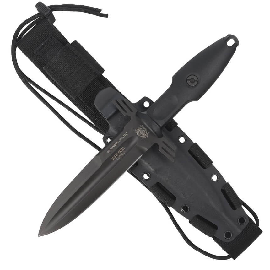 Ermes Operativo Black Tactical Knife von Extrema Ratio. 14 cm Klinge und FRN Griff. Kydex Scheide.