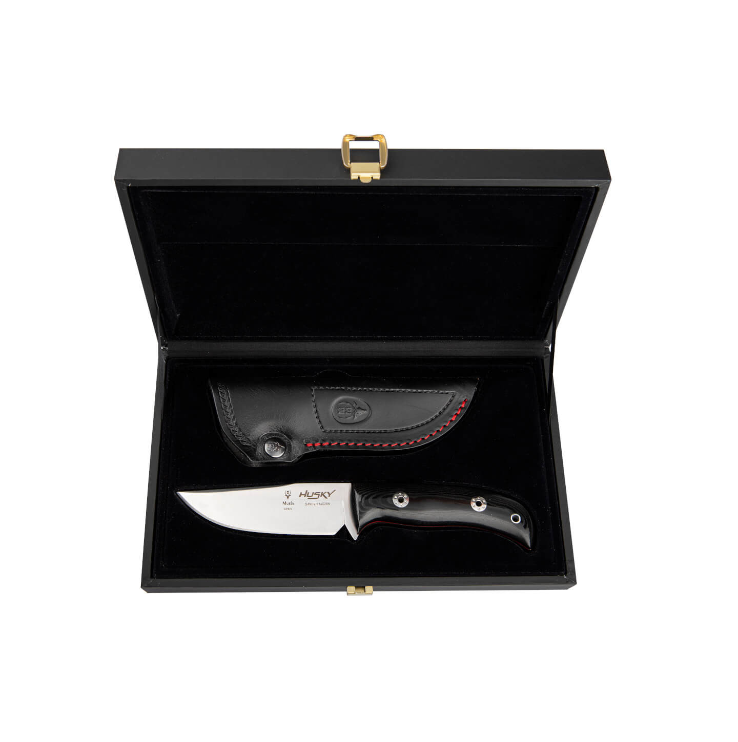 Faca Muela Husky 11M.E com cabo em tela micarta azul e preta e estojo de apresentação