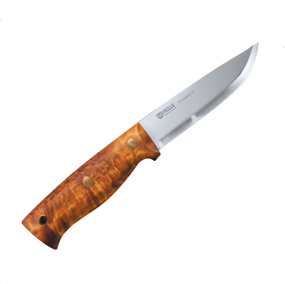 Helle Temagami 301 Carbon Bushcraftmesser mit Birkenholzgriff und...