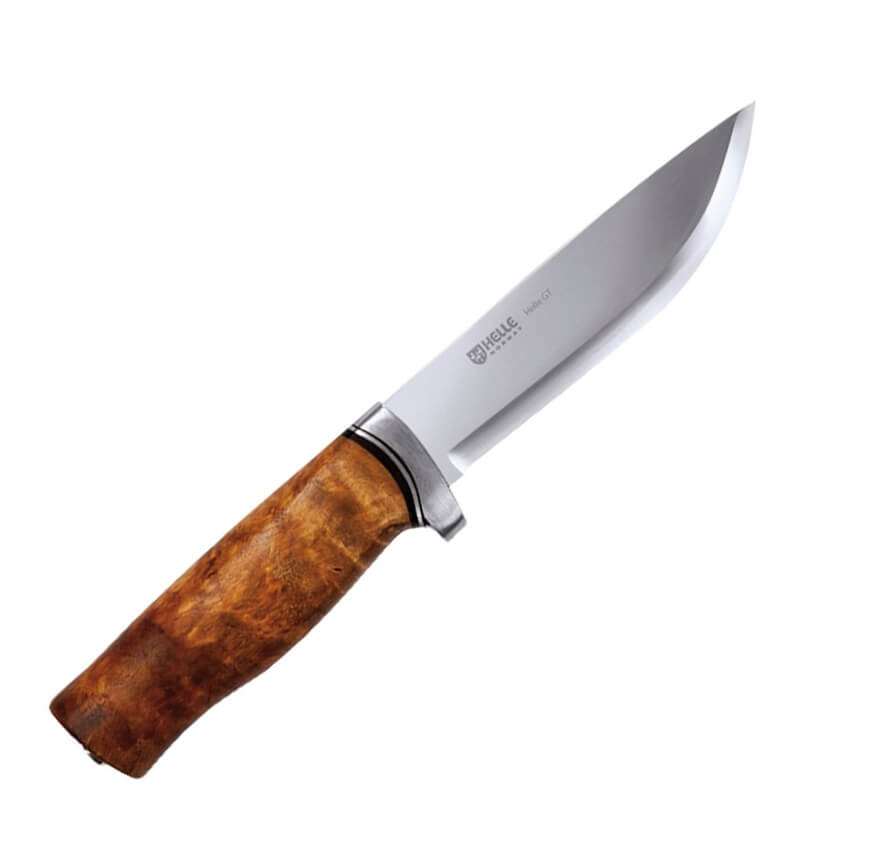 Helle GT 36 Bushcraftmesser mit Birkenholzgriff und Aluminiumzwin...