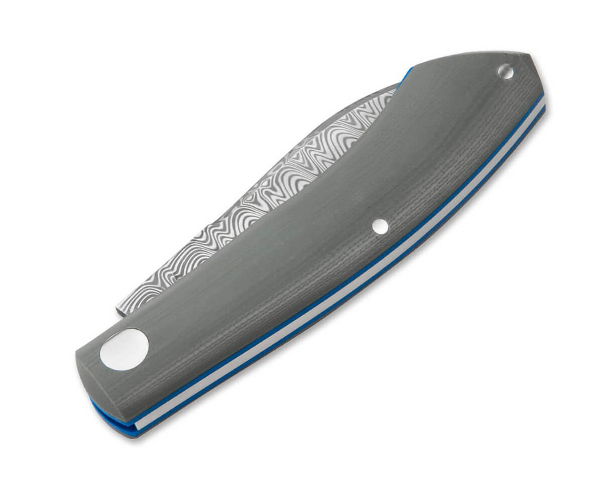 Boker Annual Damast 2023 pocket knife with damascus steel blade and bicolor laminated G10 handle