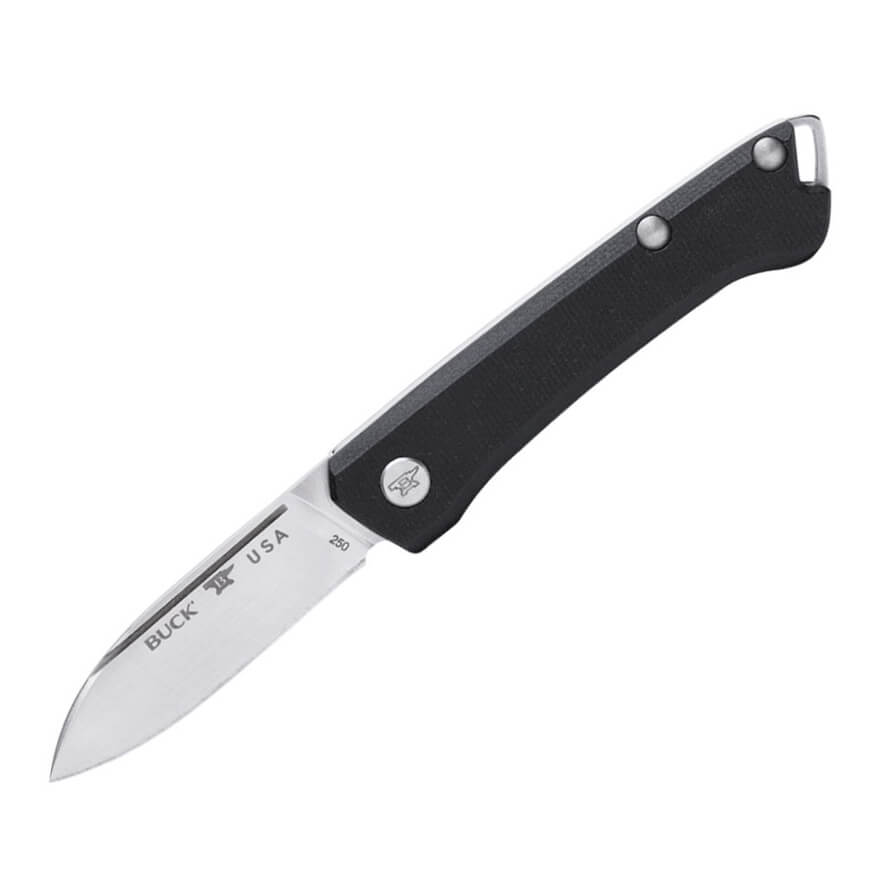 Canivete EDC Buck Saunter drop com cabo de micarta preto 250BKS