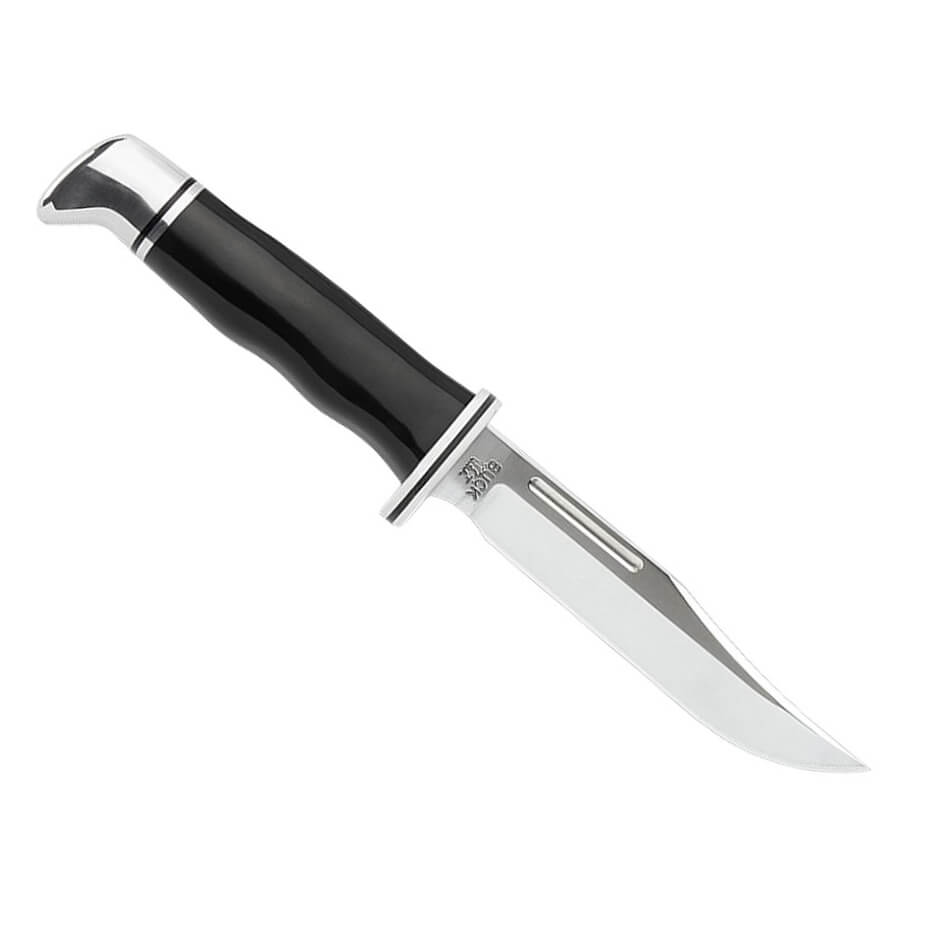 Buck Brahma hunting knife 0117BKS with black phenol kraft handle and 8.3 cm blade