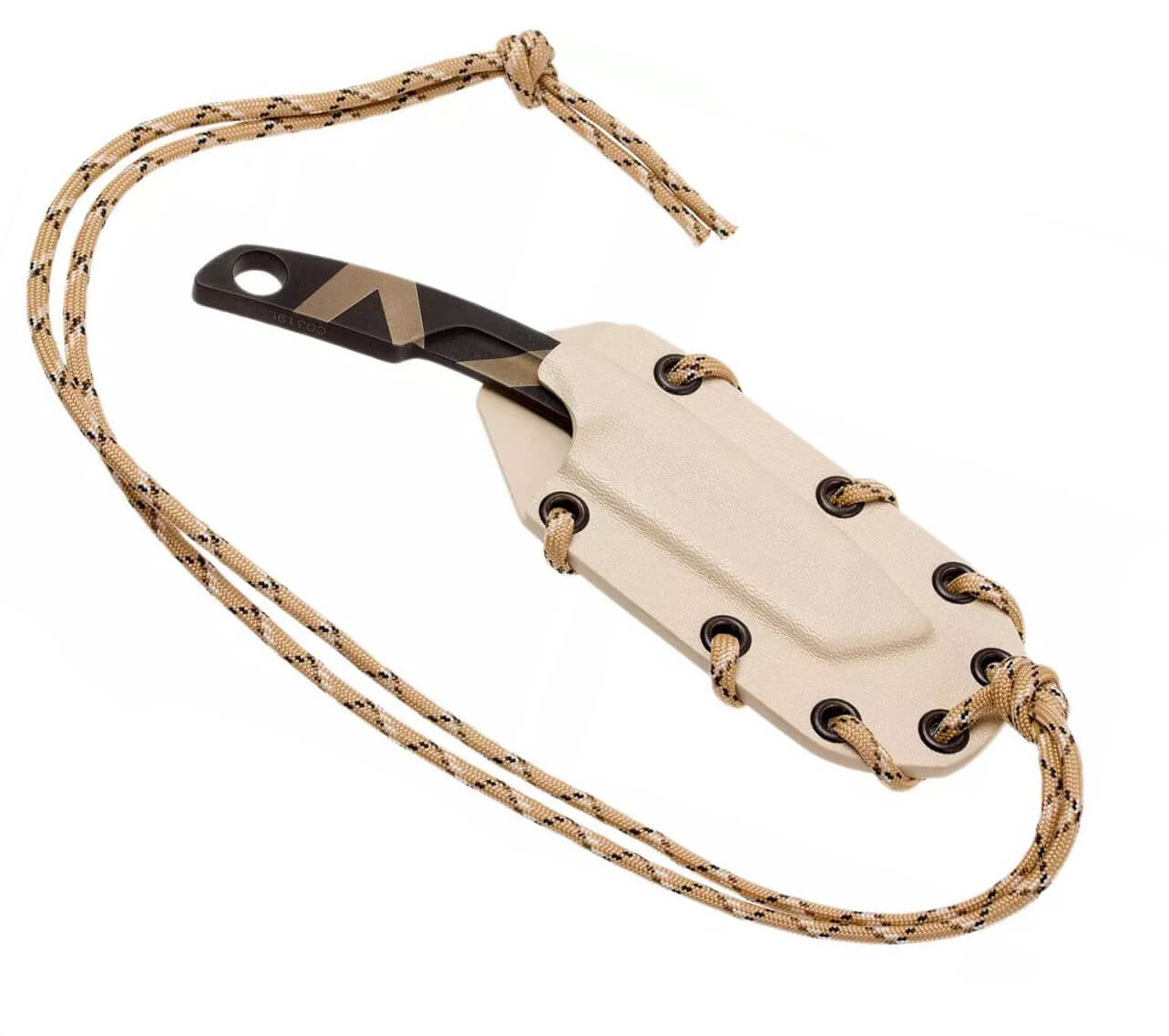 N.K.3 DESERT WARFARE faca de pescoço da Extrema Ratio. Lâmina de 7 cm e bainha em kydex.