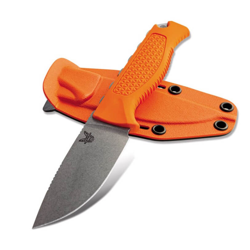 Benchmade Steilland-Huntermesser mit orangefarbenem Santoprene-Griff 15006