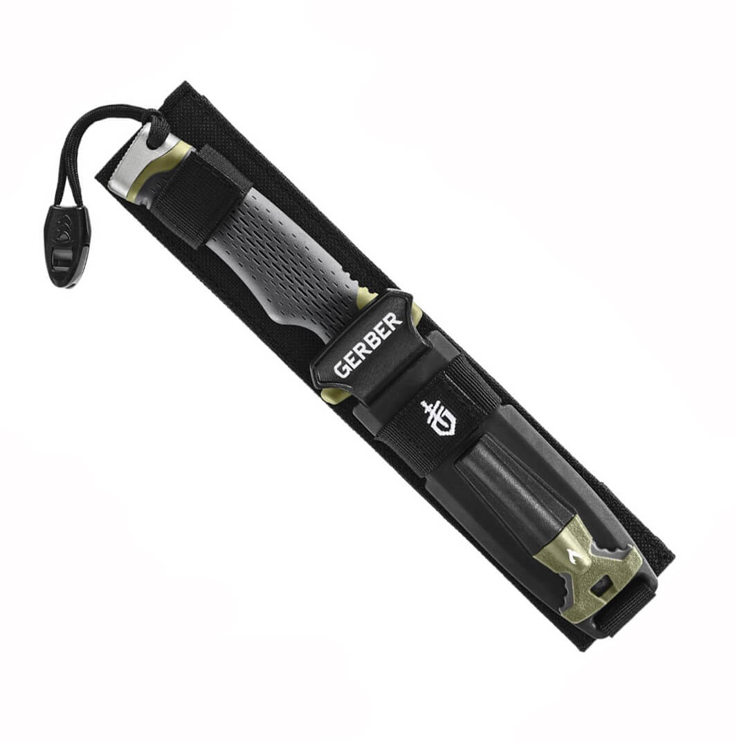 Faca tática survival fixed serrated Gerber 30-001830 com cabo de plástico e borracha preta