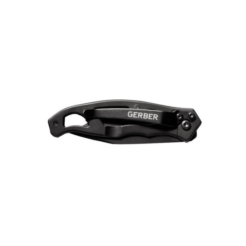 Gerber Paraframe Mini Tanto Black Plain 31-003631 Taschenmesser mit schwarzem Griff und schwarzer Klinge