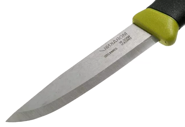 Faca de bushcraft Morakniv Companion Spark Green de 10,4 cm com pederneira integrada.