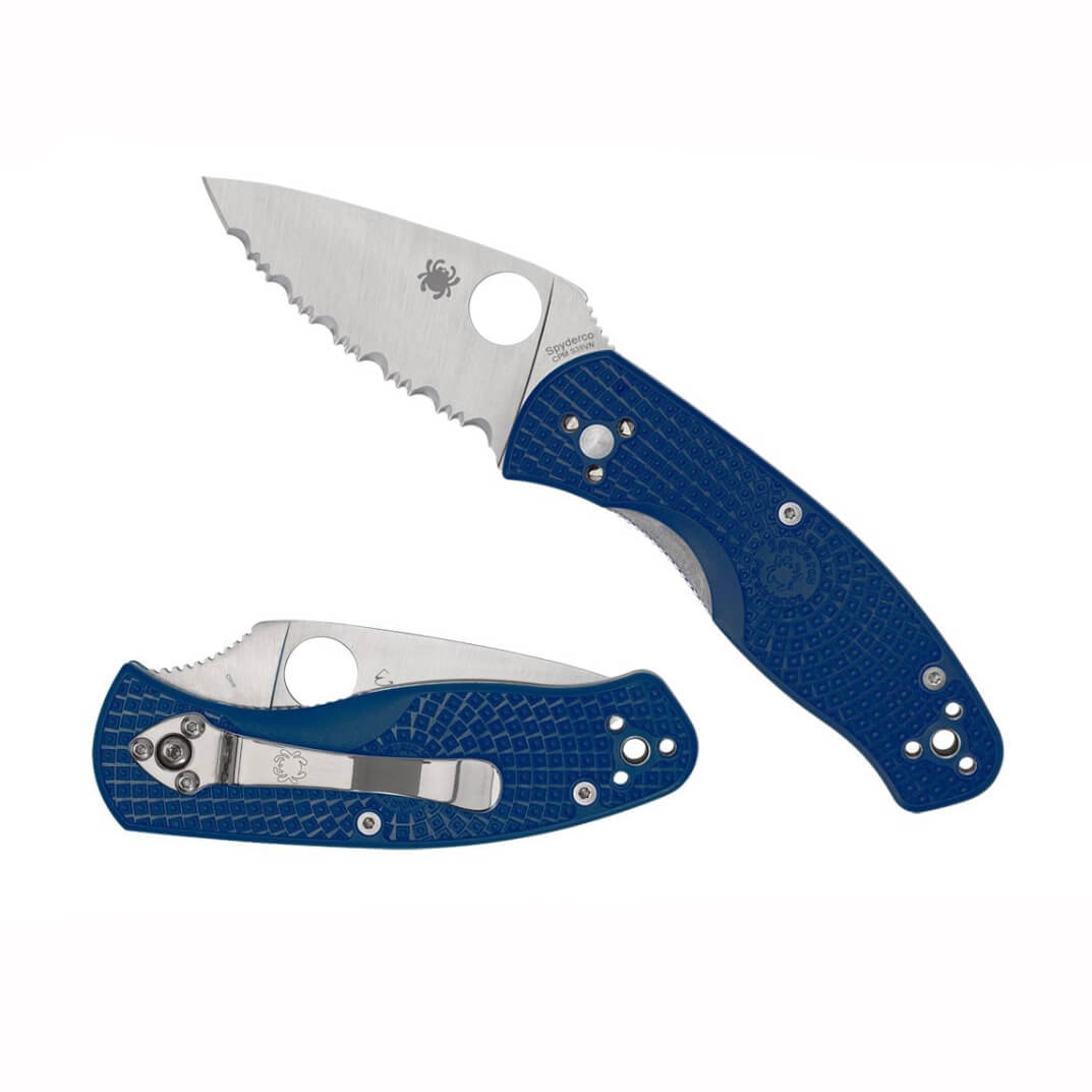 Coltello tascabile Spyderco Persistence FRN Blue e lama in acciaio CPM-S35VN con filo seghettato C136SBL
