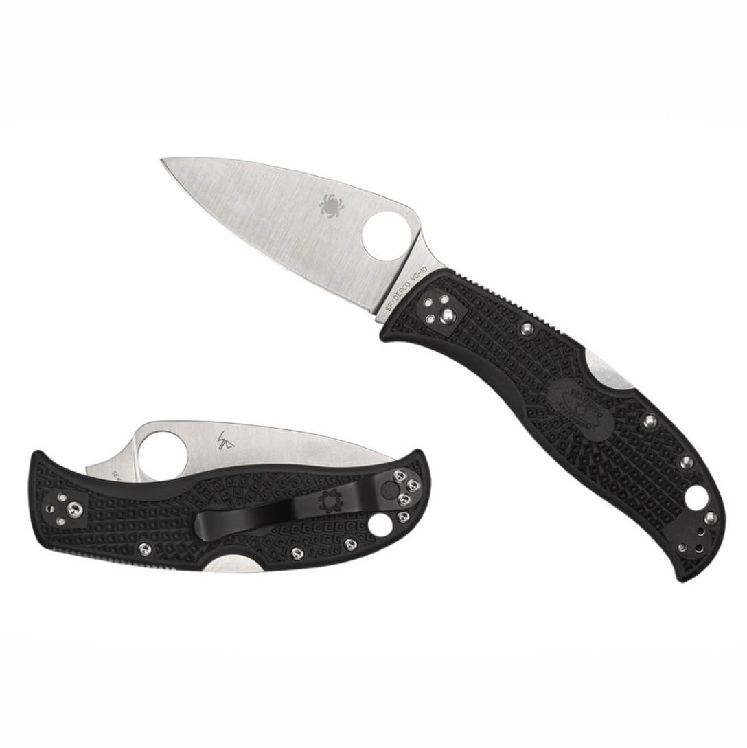 Couteau de poche Spyderco Leafjumper avec manche FRN noir et lame plate VG-10 C262PBK