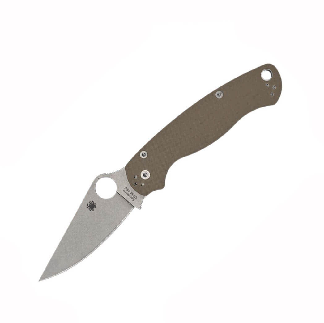 Spyderco Para Military 2 Messer mit braunem G-10-Griff und CPM-15...