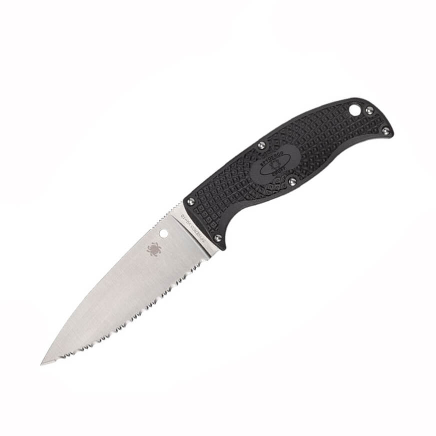 Faca Spyderco ENUFF 2 com cabo FRN preto e lâmina serrilhada VG-1...