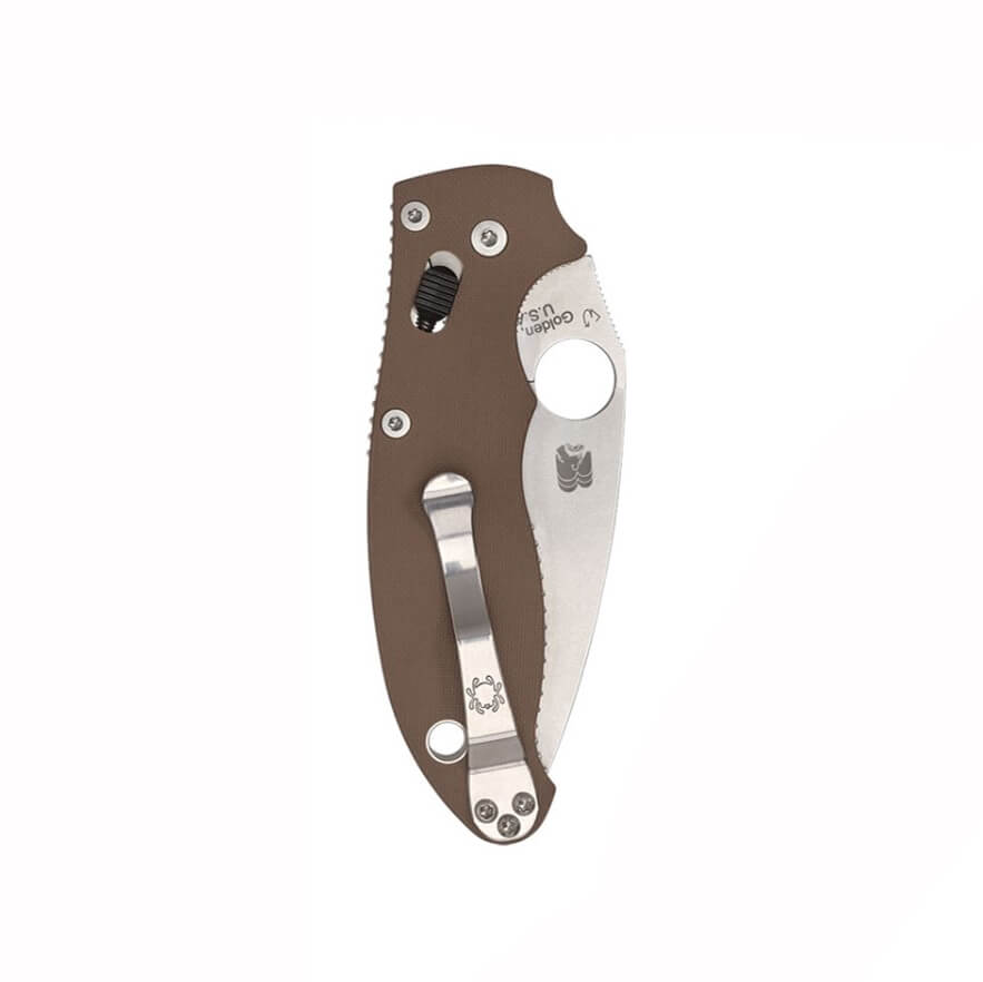 Spyderco Manix 2 Taschenmesser mit braunem G-10-Griff und flacher CPM-15V-Stahlklinge C101GPBN15V2
