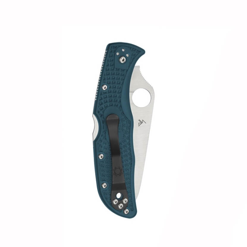 Coltellino tattico Spyderco Endela con manici in Nylon FRN blu e lama seghettata in acciaio K390 C243FSK390