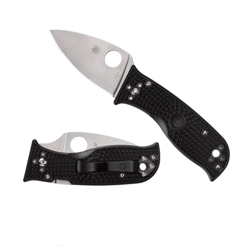 Coltello tascabile Spyderco Lil Temperance 3 con manico FRN nero e bordo piatto C69PBK3