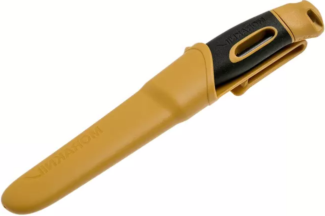 Faca de bushcraft Morakniv Companion Spark Yellow 10,4 cm com pederneira.