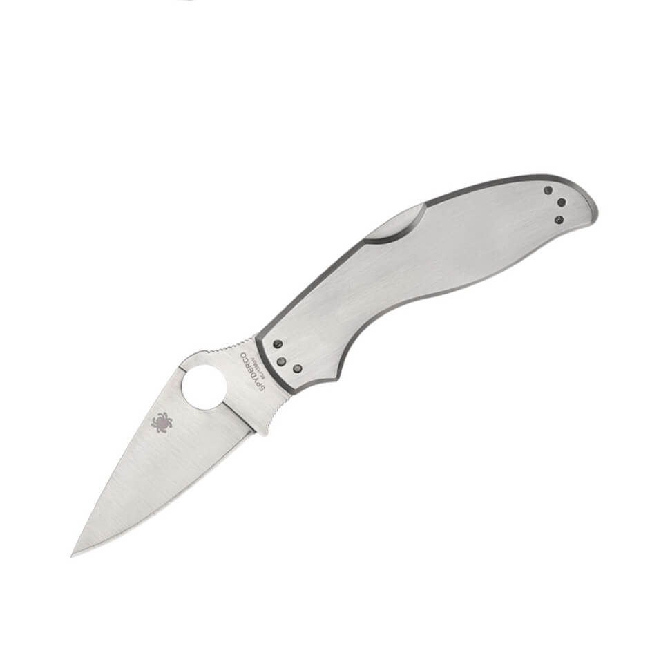 Navaja Spyderco Uptern SS con mango de acero inoxidable y hoja pl...