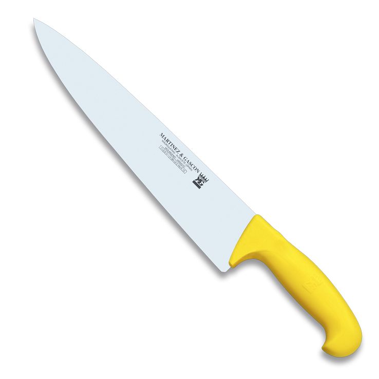 Fleischermesser mit 30 cm langer, spitzer Klinge und gelbem Polyp...