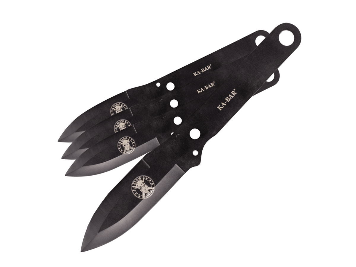 Set de 3 couteaux de lancer Ka-Bar. Lame en acier inoxydable de 10 cm.