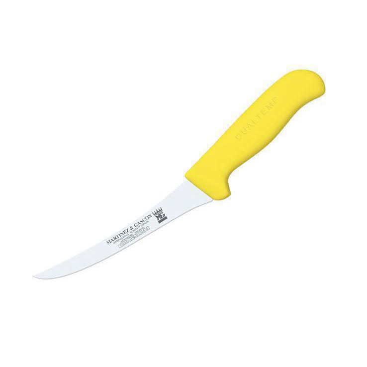 Cuchillo deshuesador curvo con mango polipropileno amarillo y hoj...