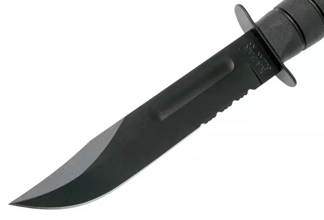 Coltello tattico Ka-Bar Kraton G 1212 - Lama parzialmente seghettata da 18 cm e fodero in cuoio