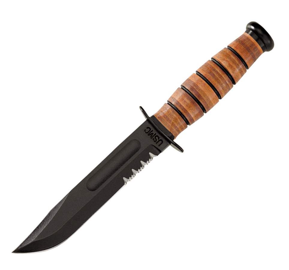 Couteau tactique Ka-Bar USMC 1218 - Lame partiellement dentelée d...