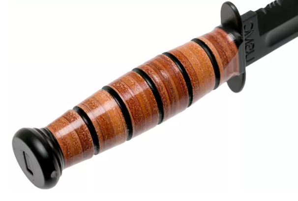 Coltello militare Ka-Bar Short USMC 1252 - Lama semidentata da 13 cm e fodero in cuoio.