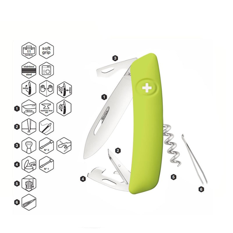 Coltello multiuso Swiza D03 Moss con 11 funzioni