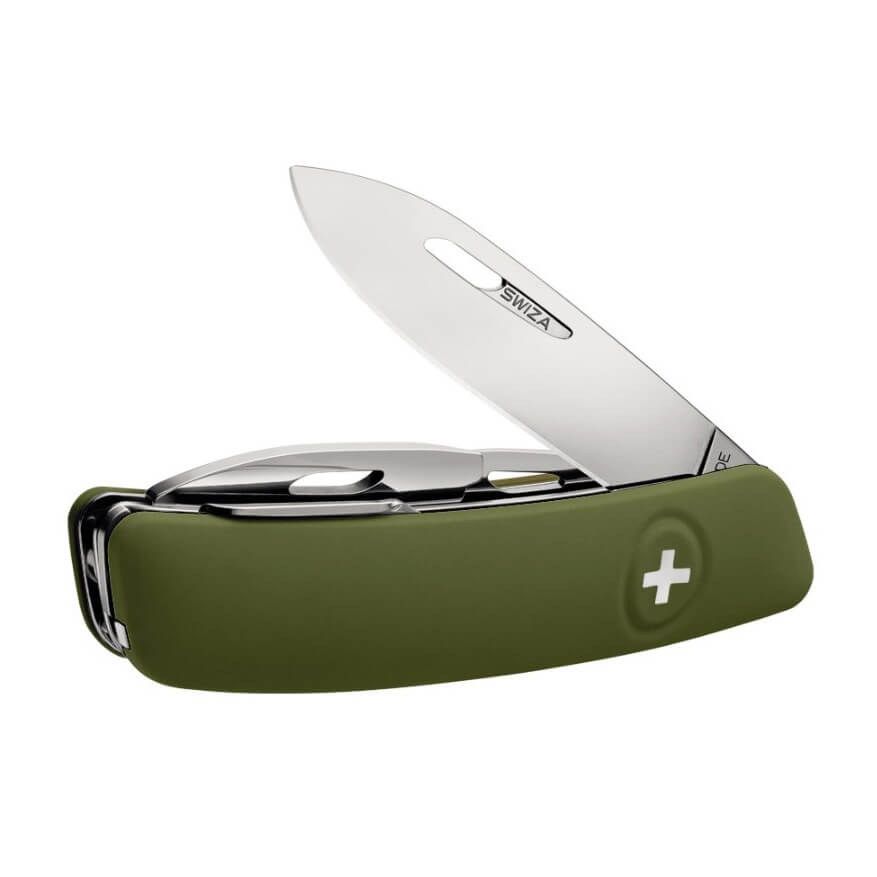 Coltello multiuso Swiza D03 verde oliva con 11 funzioni
