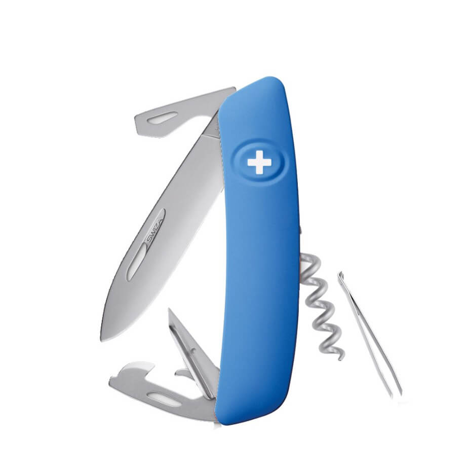 Swiza D03 blaues Allmatt-Mehrzweckmesser mit 11 Funktionen