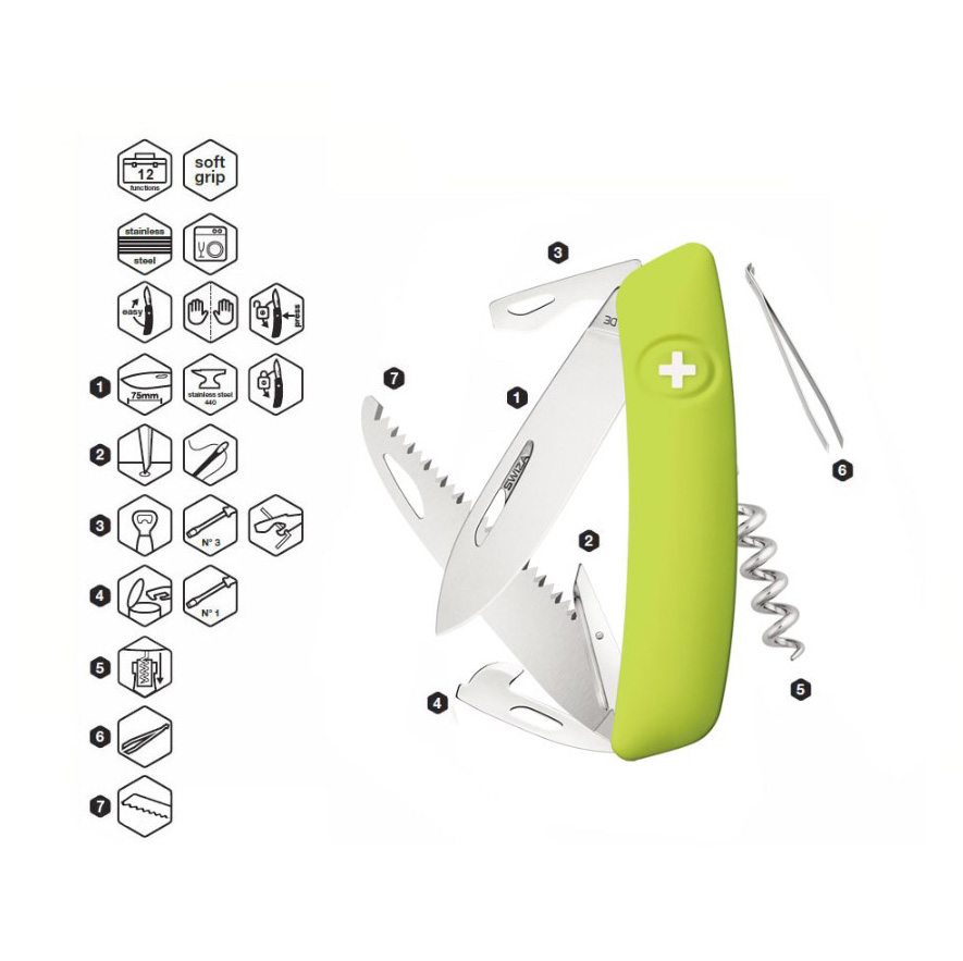 Coltello multiuso Swiza D05 Moss a 12 funzioni KNI.0050.1080