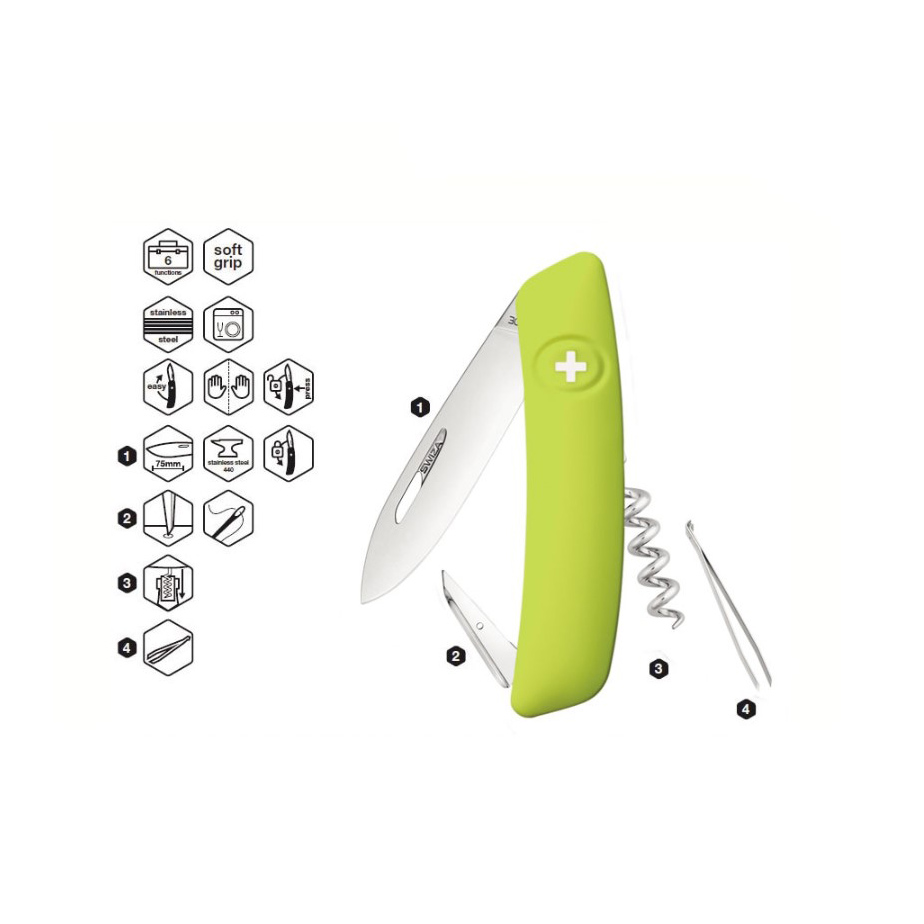 Swiza D01 Moss Mehrzweckmesser mit 6 Funktionen KNI.0010.1080
