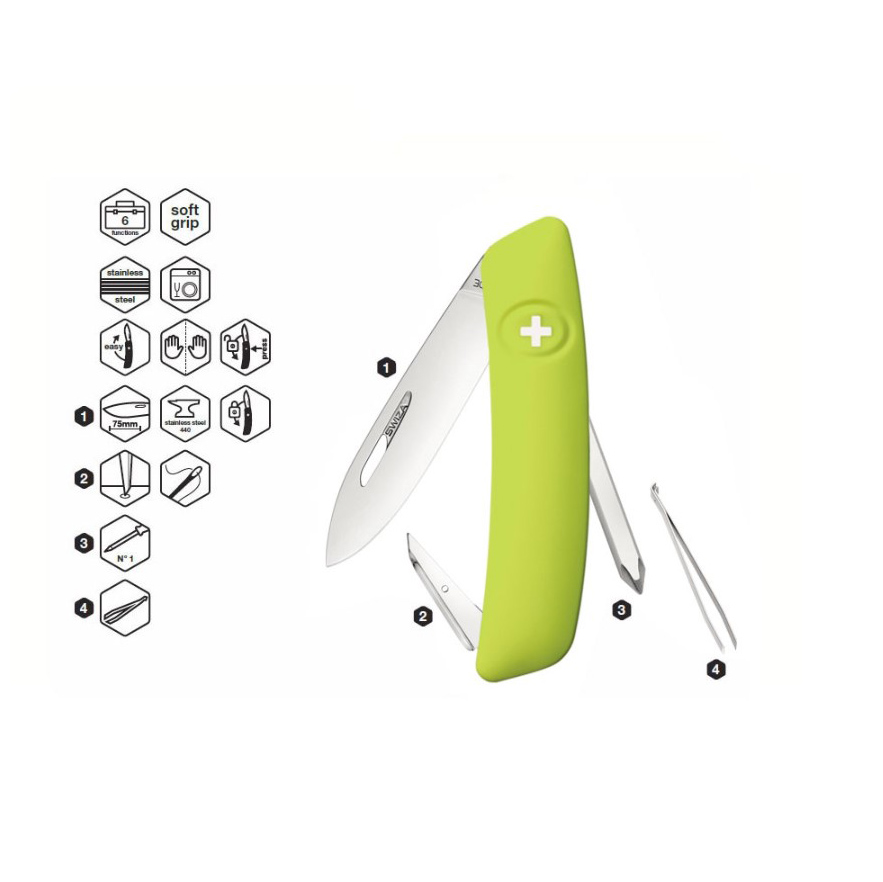 Swiza D02 Moss Mehrzweckmesser mit 6 Funktionen KNI.0020.1080